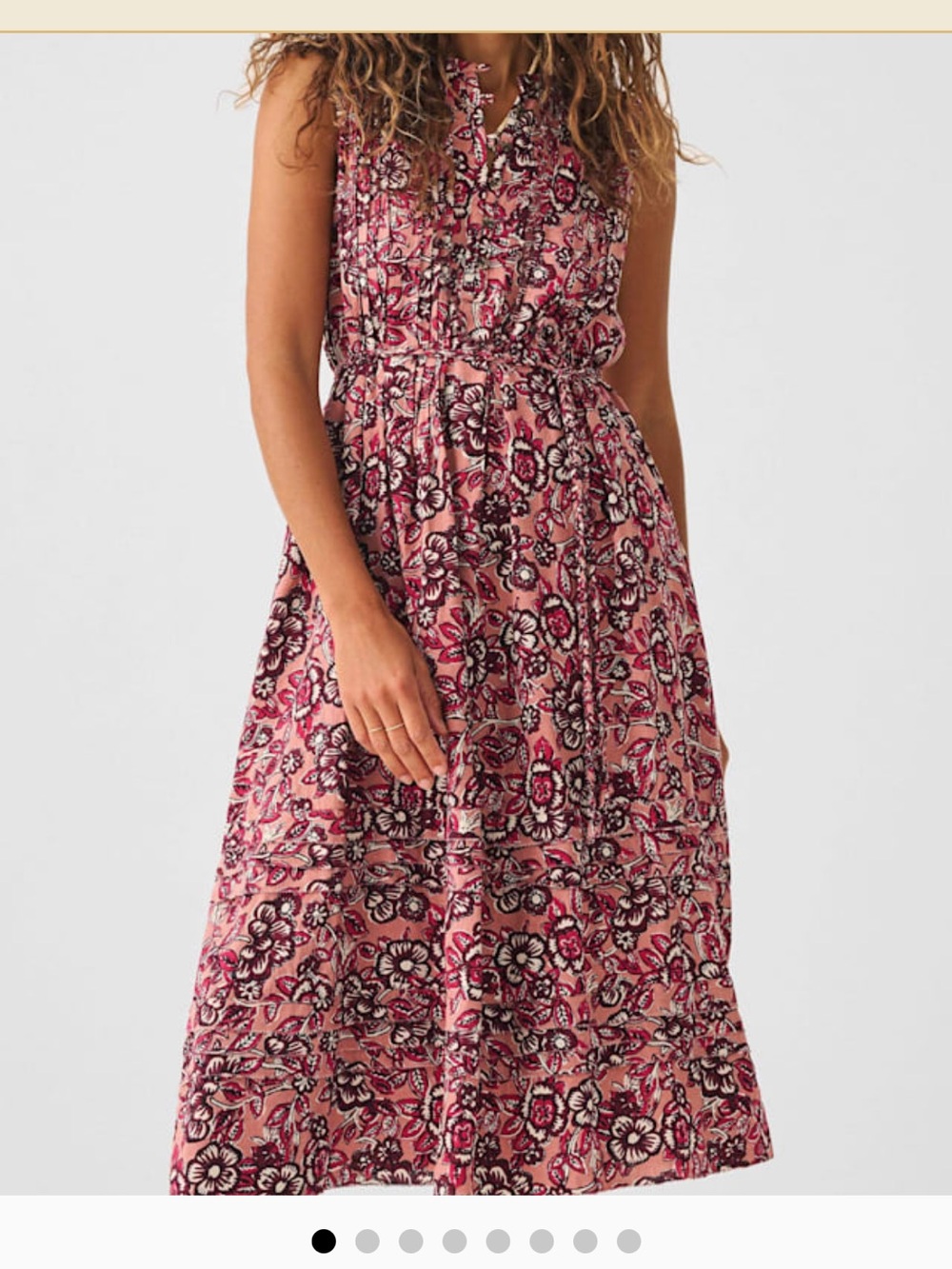 Faherty Rose-Pink Floral Isha Midi Dress